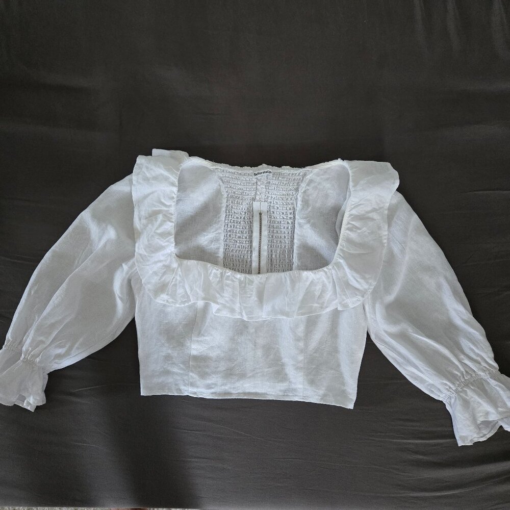 Reformation Stilton Linen Top in White Size 10
